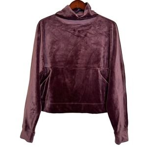 PrAna Velvet Phoenix Pullover Sweatshirt Plum Crop Zippered Pockets Size Large